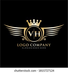 VH Letter Initial with Royal Wing Logo Template.
