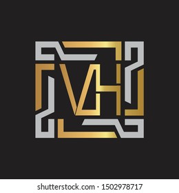 VH Letter logo initial capital monogram with abstract ornament