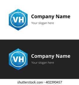 VH Letters , Abstract Polygonal Background Logo, design for Corporate Business Identity, Alphabet letter