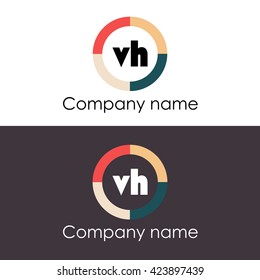 VH letters business logo icon design template. Symbol with four colors circle