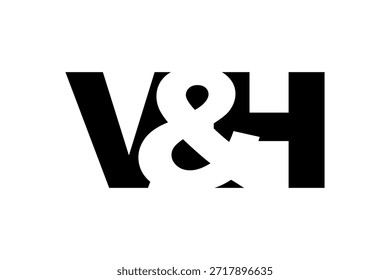 VH Logo Design in fettgedrucktem Stil. Schwarz-weißes Identitätssymbol. Modernes Typografie-Emblem. Symbol für Unternehmensbranding. Minimale Geschäftsvorlage.