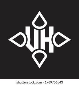 VH Logo monogram with four cone rounded by the shape design template