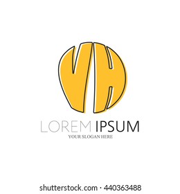 VH Logo. Vector Graphic Sphere Branding Letter Element. White Background