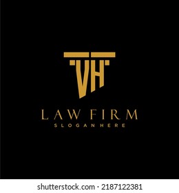 Logotipo inicial del monograma VH para la firma de abogados con diseño de hitos