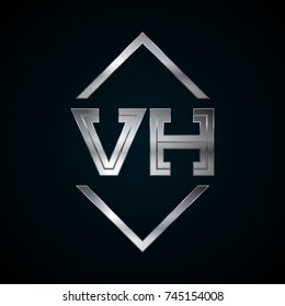 VH Monogram, Metal Logo, Silver Logo