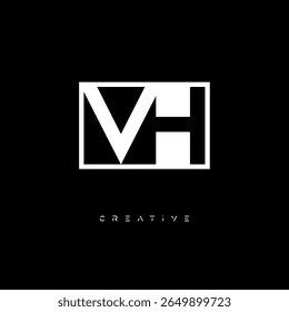 VH Negative Space Monogram – Minimalist Black and White Letter mark Logo for Creative Branding, Fashion Identity  Modern Design Concepts
