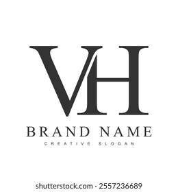 VH trendy logotype template. Initial letter v and h classic font style. Creative logo for company name or identity. Vector illustration.