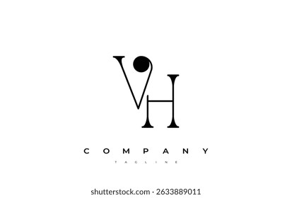 VH Typography Logo Design. Stylish monogram design depiction featuring the letters V and H combined in an artistic signature style, delivering a unique and creative visual representation.