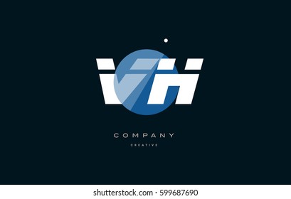vh v h  blue circle dot big font alphabet company letter logo white design vector icon template 