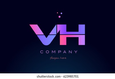vh v h creative color blue background pink purple blue magenta alphabet letter company logo vector icon design