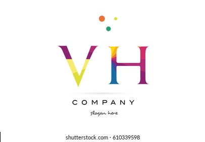 vh v h  creative rainbow colors colored alphabet company letter logo design vector icon template