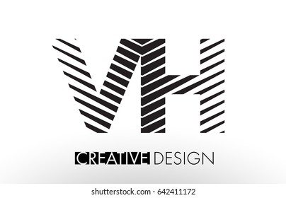 VH V H Lines Letter Design with Creative Elegant Zebra Vector Illustration.