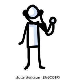 vHand Drawn Stick Figure Doctor with Stethoscope. Concept Health Care Medical Hospital. Simple Icon Motif for Hurt Treatement, Physician Clipart, Sick, Emergency Illustration. Vector Eps 10