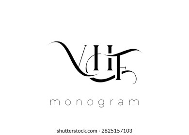 VHF Elegant Monogram Logo Design With Decorative Lettering. Elegant Monogram Logo Design with Decorative Elements and Typography