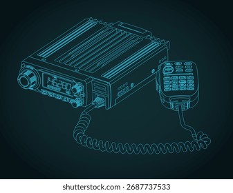 Transceptor de VHF y UHF Ilustración vectorial estilizada