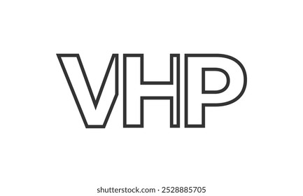 Plantilla de diseño de logotipo VHP con texto fuerte y moderno en negrita. Logotipo de Vector inicial basado en tipografía simple y mínima. Identidad de empresa de moda ideal para la presencia de la marca de las empresas.