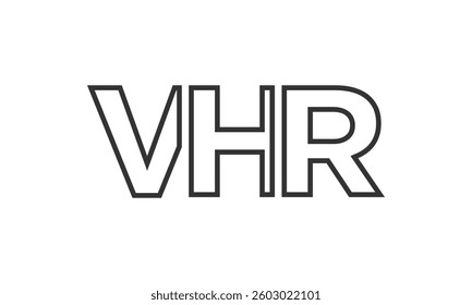 VHR logo design template with strong and modern bold text. Initial based vector logotype featuring simple and minimal typography. Trendy company identity ideal for businesses brand presence.