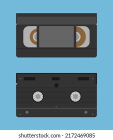 VHS Cassette Front and Back Sides Vector