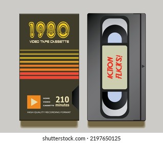 Diseño de empaque de casete VHS, ilustración vectorial