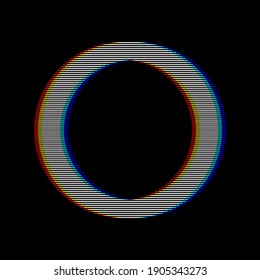 VHS parpadea en un estilo retro.  Forma de geometría con efecto de distorsión. Bien para el diseño promocional de eventos de música electrónica, juegos, banners, web, etc Vector