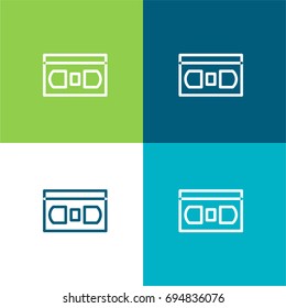 Vhs green and blue material color minimal icon or logo design