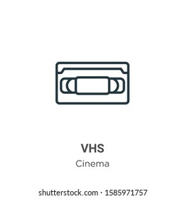 Vhs outline vector icon. Thin line black vhs icon, flat vector simple element illustration from editable cinema concept isolated on white background