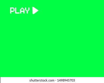 VHS play screen of a videotape player. Retro 80s style vintage television video recorder pixel art background. Green screen chromakey vector svg