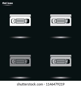 VHS tape flat grayscale vector icon. Retro VHS cassette illustration.