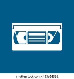 VHS Tape Flat Icon On Blue Background