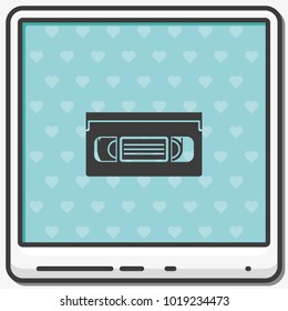 VHS tape flat vector icon. Retro VHS cassette illustration.
