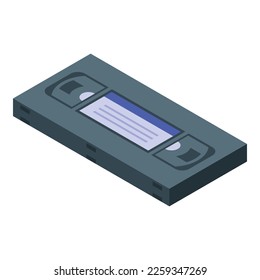 Vhs tape icon isometric vector. Old cassette. Video stereo