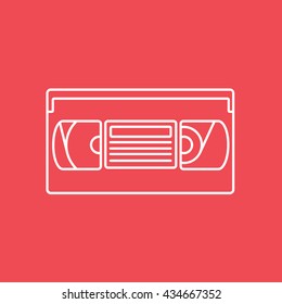 VHS Tape Line Icon On Red Background