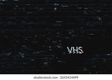 Fundo do vetor de ruído do vídeo VHS com efeito de falha. Distorção de dados de pixel abstrata. Textura estática de tela retrô para elemento de design.