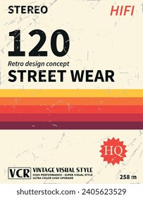 VHS Video Vintage color box cover retro, 80s and 90s style vector illustration.