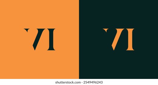 VI abstract minimalist letters Logo Monogram. It is a minimalist logo, this logo is made by combining two letters