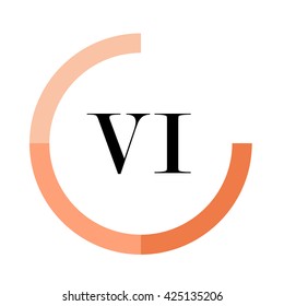 VI business logo icon design template elements. Orange color vectors. Design identity in circle, Alphabet letter