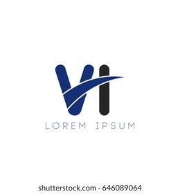 vi initial letter uppercase logo blue and black