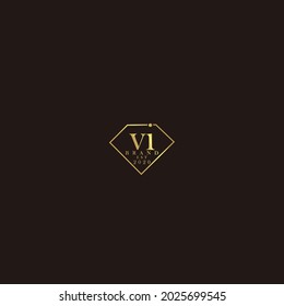 VI Logo inicial diamante de lujo ilustración de boda