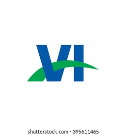 VI initial overlapping swoosh letter logo blue green