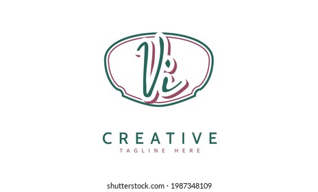 VI Initials, handwriting logo vector