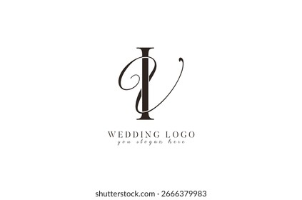Logo de boda del monograma VI IV con letras iniciales