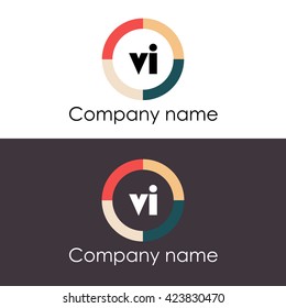 VI letters business logo icon design template. Symbol with four colors circle