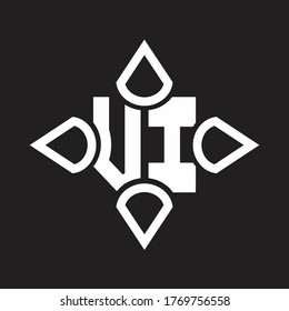 VI Logo monogram with four cone rounded by the shape design template