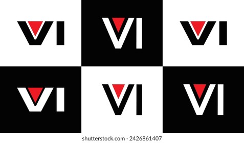 VI logo. V I design. White VI letter. VI, V I letter logo design. Initial letter VI linked circle uppercase monogram logo.