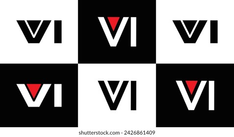 VI logo. V I design. White VI letter. VI, V I letter logo design. Initial letter VI linked circle uppercase monogram logo.