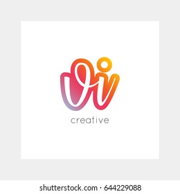 VI logo, vector. Useful as branding, app icon, alphabet combination, clip-art.