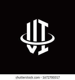 VI monogram logo in a hexagon style and surrounded by a ring