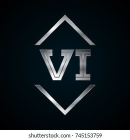 VI Monogram, Metal Logo, Silver Logo