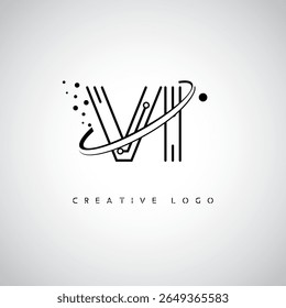 Logotipo do Monograma da Órbita VI - Marca de Letra Mínima Futurista com Linha de Arte Circular, Pontos Inspirados na Tecnologia e Conceito de Movimento Espacial para Identidade de Marca Moderna