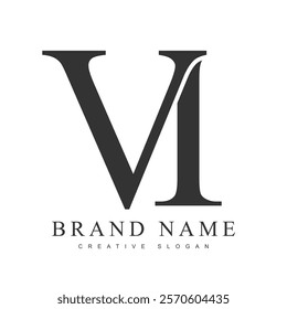 VI trendy logotype template. Initial letter v and i classic font style. Creative logo for company name or identity. Vector illustration.